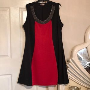 EUC Arbor Rose Red Black Color Block Dress 2X
